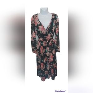 Espresso Black/Floral Long Dress Sz L